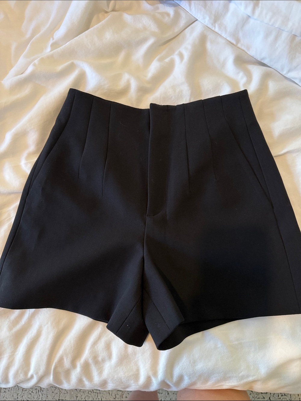 Zara Black High-Waist Tailored Shorts